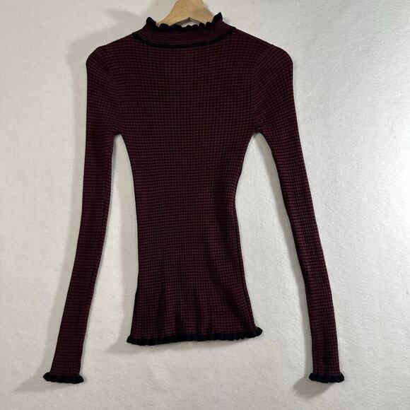 Vtg Derek Heart Turtleneck Top Womens M Striped Ribbed Slim Fit Grunge Y2K - Picture 8 of 12
